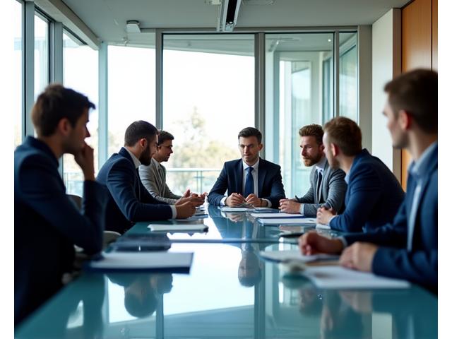活気あふれる企業会議の様子