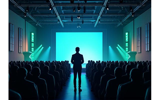 大規模な会議でのスピーカー