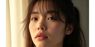 優しい光の中で微笑む女性のポートレート